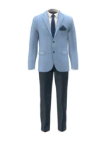 OCEANIA - Blue/Tan Tramline Windowpane - Image 2