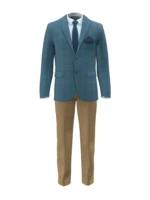 OCEANIA - Dark Teal Mock Glen Check (Plaid) Fancy - Image 2